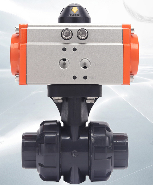 China Air Actuated PVC Ball Valve Double Acting actuation  Pneumatically Actuated Direct Acting uPVC True Union Ball Valve on sale