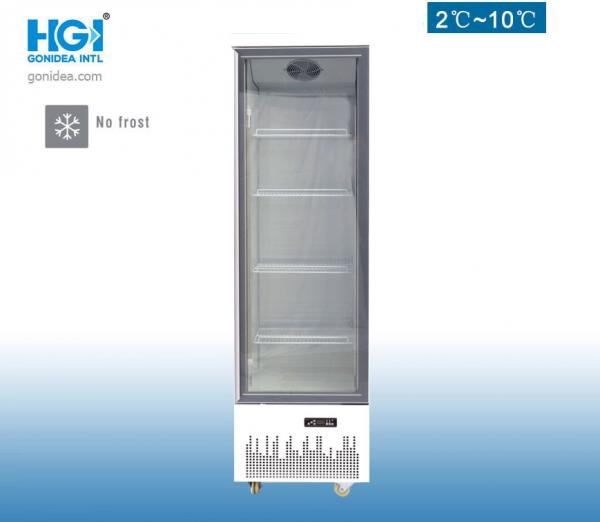 Cheap 458 Liter Upright Showcase Cooler SASO Single Glass Door Beverage Cooler for sale