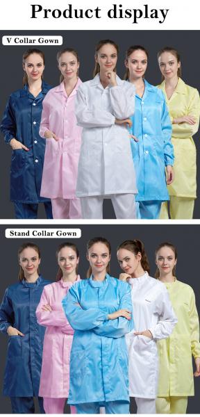 Custom Cleanroom Anti Static Garments Dustproof Waterproof Esd Smock Gown