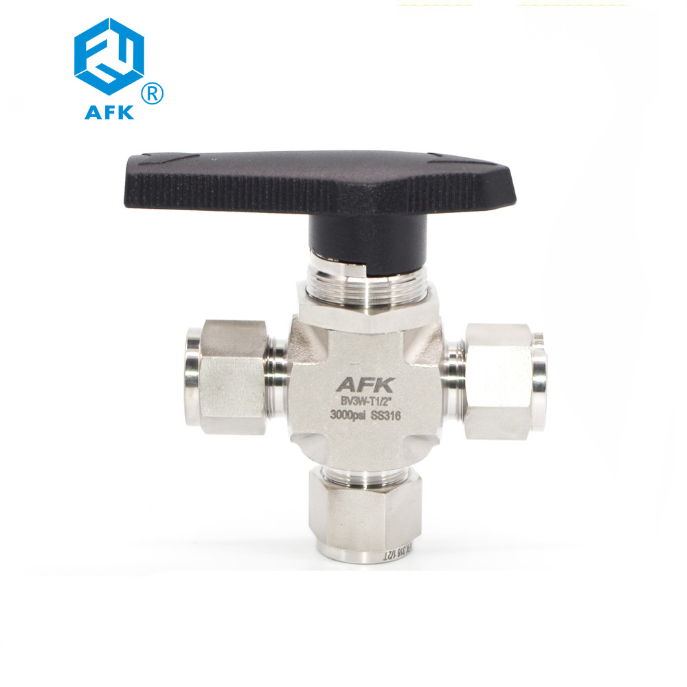 China High Pressure Compression Fitting 1/2 Stainless Steel 3 Way Ball Valve on sale