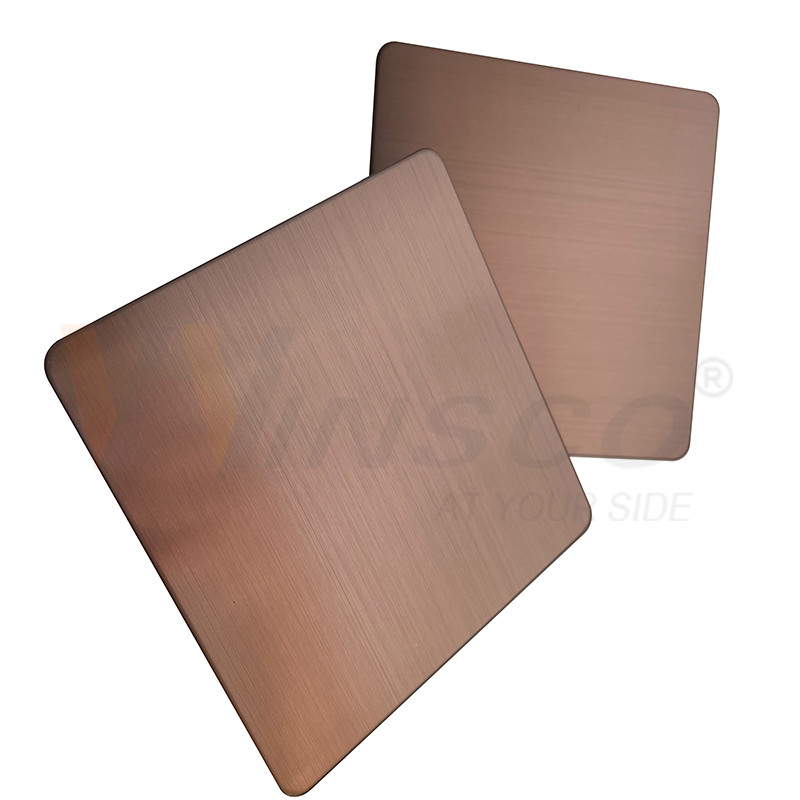 China GB 201 304 316 Hairline Stainless Steel Sheet Brown PVD Color Accept Customized on sale