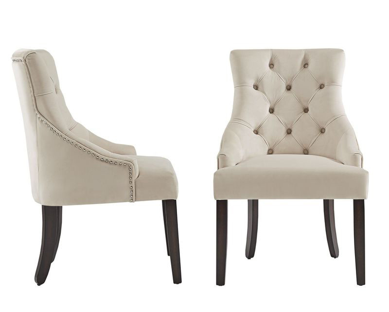 China Modern Leather Tufted H89cm White High Back Dining Chairs on sale