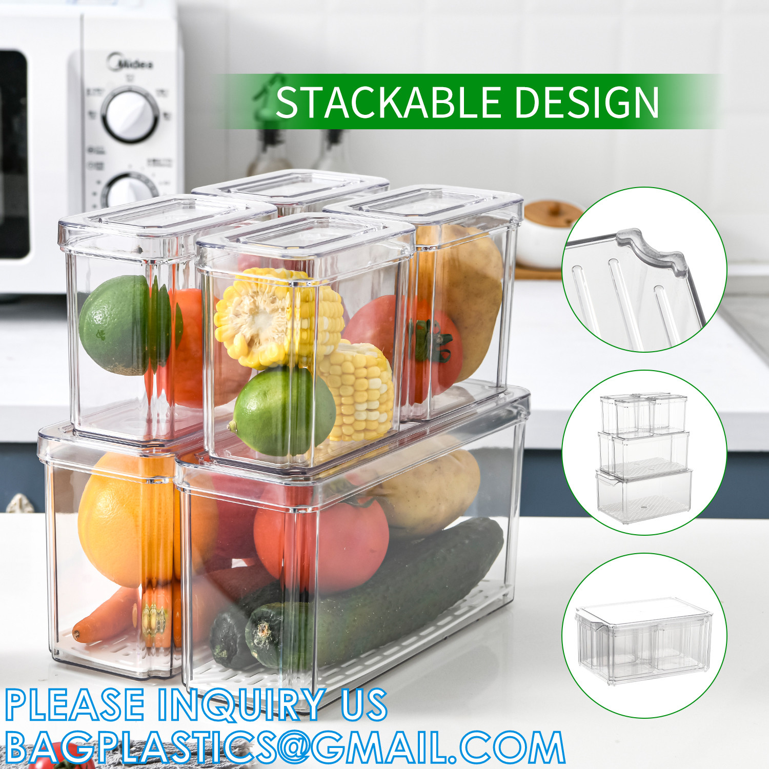 Best Fridge Tray Drawer Organizer Pull Out Refrigerator, Food Storage Boxes Stackable Home Kitchen Vegetable Storage wholesale