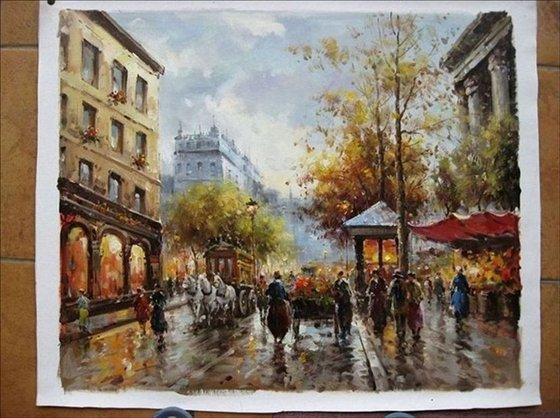 Cheap Paris Street Oil Painting On Canvas 100% Hand-painted for sale