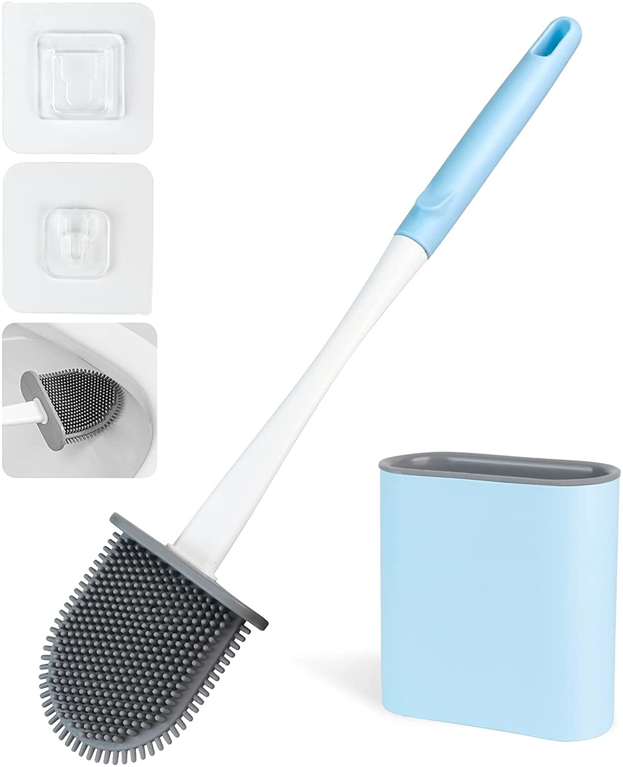 China TPR Silicone Toilet Brush Set With Holder Wall Mounting Bathroom Use on sale