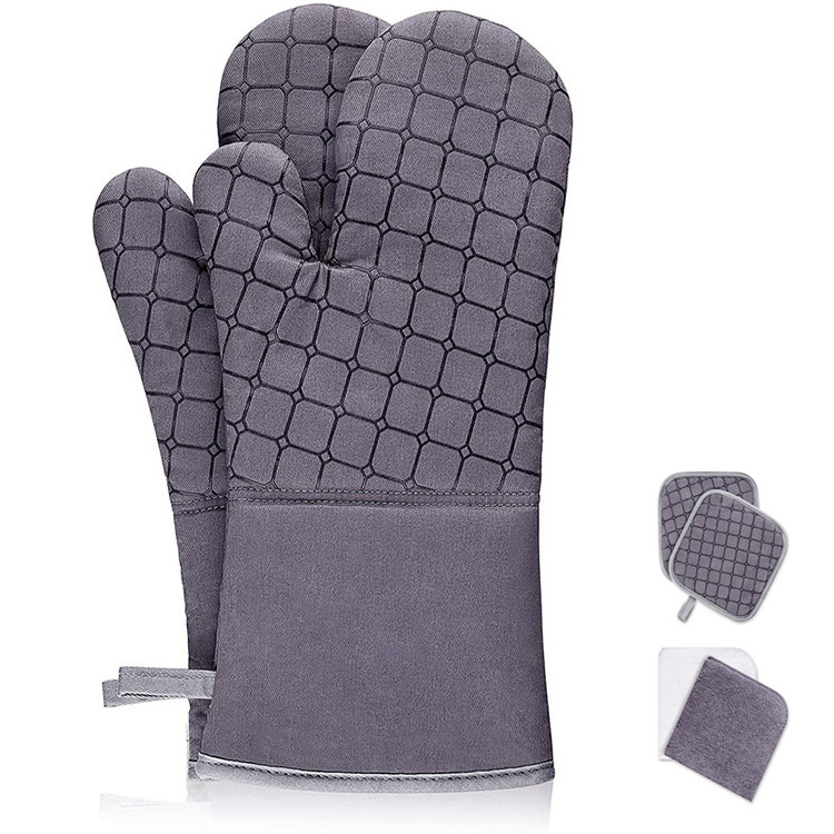 Best ISO Kitchen Baking Tools Heat Resistant Oven Baking Mitts With Towels And Cushion wholesale