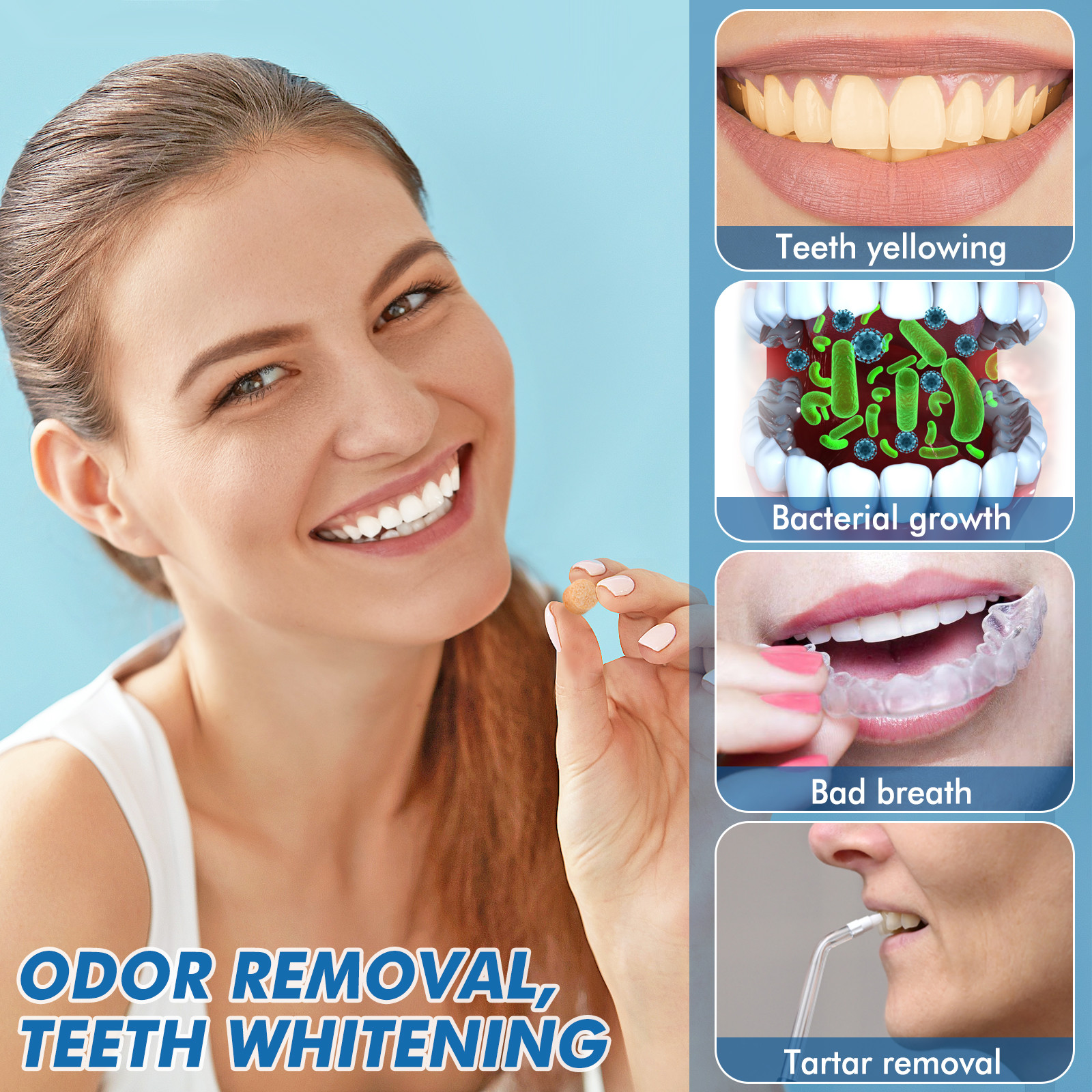Best H2ofloss Organic 30 Pcs Teeth Whitening Tablets Oral Care Fresh Breath Toothpaste wholesale