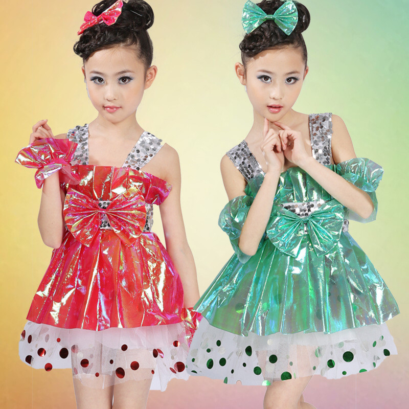 Best Children bow skirt with shoulder-straps girls sweet princess stage performance dress wholesale