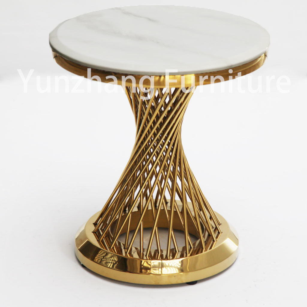 China Revolving Round Side Table End Table Living Room Set With Metal Base on sale