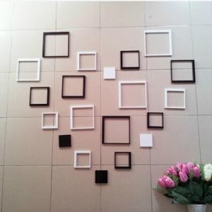 China Wooden 3D wall stickers photo frame wall sticker home christmas decoration wall art home decor 3d wall stickers on sale