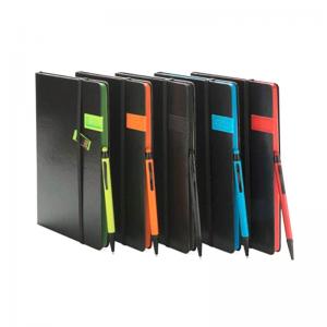 China Custom Diary Notebook Gift Set Pu Leather Notebook Custom Logo With Pen Drive Usb on sale