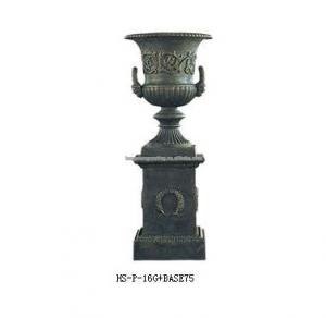China Decorative Ornamental Iron Parts Antique Cast Iron Flower Pot Garden Urn on sale