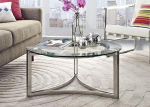 China High Gloss 24KGS 80cm Modern Round Glass Coffee Table on sale