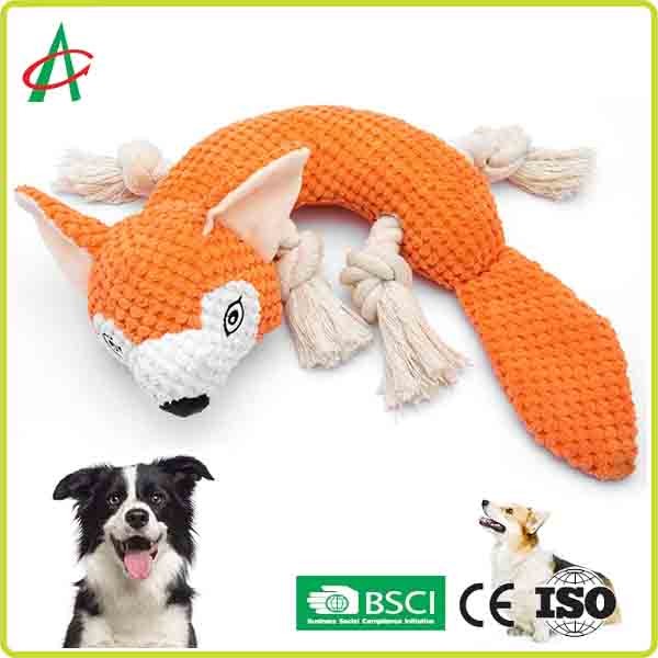 Best Waterproof 9.5 Inch Pet Plush Toy 4 Rope Knots With Squeaky wholesale