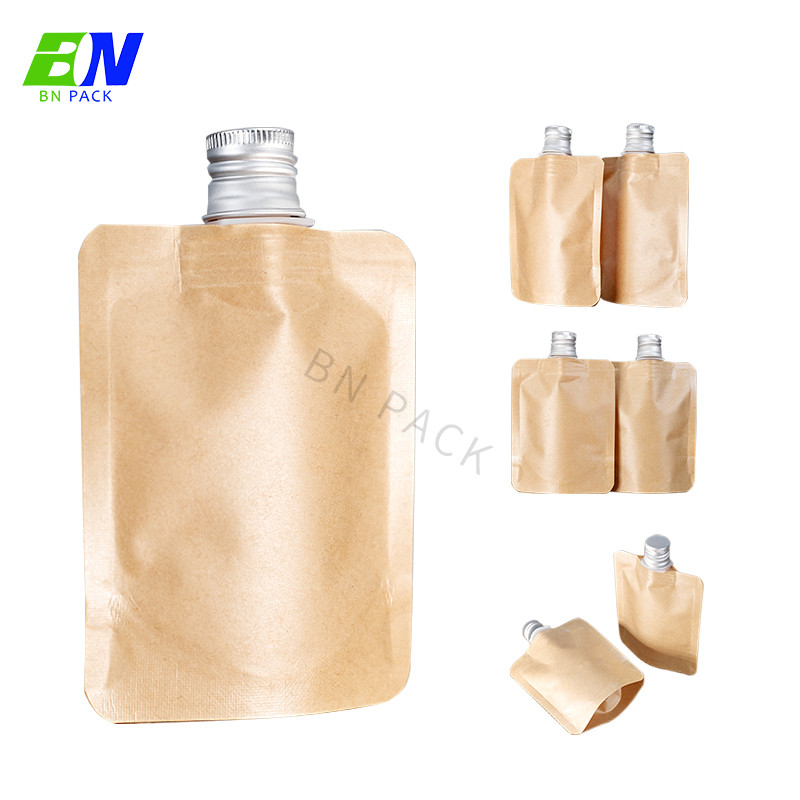 China 1L Eco Friendly Biodegradable Kraft Refill Spout Pouch Liquid Hand Soap Stand Up Bag on sale