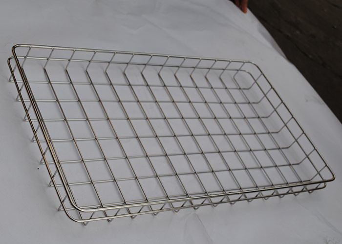 China 2.0mm Stainless Steel Wire Mesh Tray Silver Polished on sale