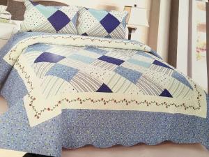 Best Comfotable Quilt Bedding Set , Cotton Comforter Sets Border In Wave Or Straight wholesale