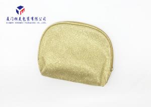 Best Gold Embossed Fabric Makeup Bag With Super Clear Soft PVC Window On Front Side wholesale