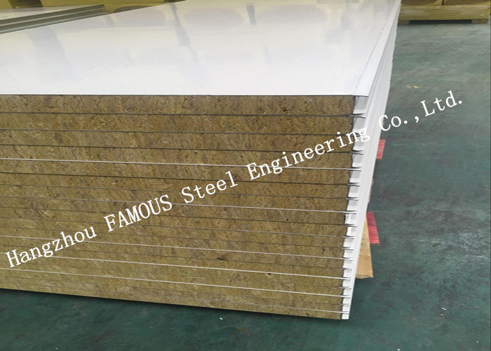 China High Density Sound Insulation Rock Wool Sandwich Panels Fire Proof Wall Panel on sale
