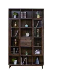 China Bookcase 3 Doors 2100mm Wooden Glass Cabinet Solid Wood Glass Door Cabinet on sale
