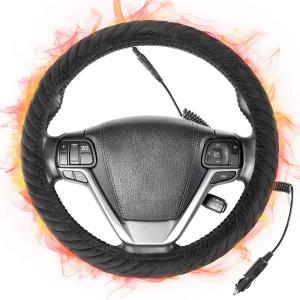 China Graphene Heated Steering Wheel Cover Far Infrared PU Leather Material ODM on sale