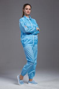 Best ESD anti static Protective Coverall Suit with condutive fiber blue color washable jacket and pants wholesale