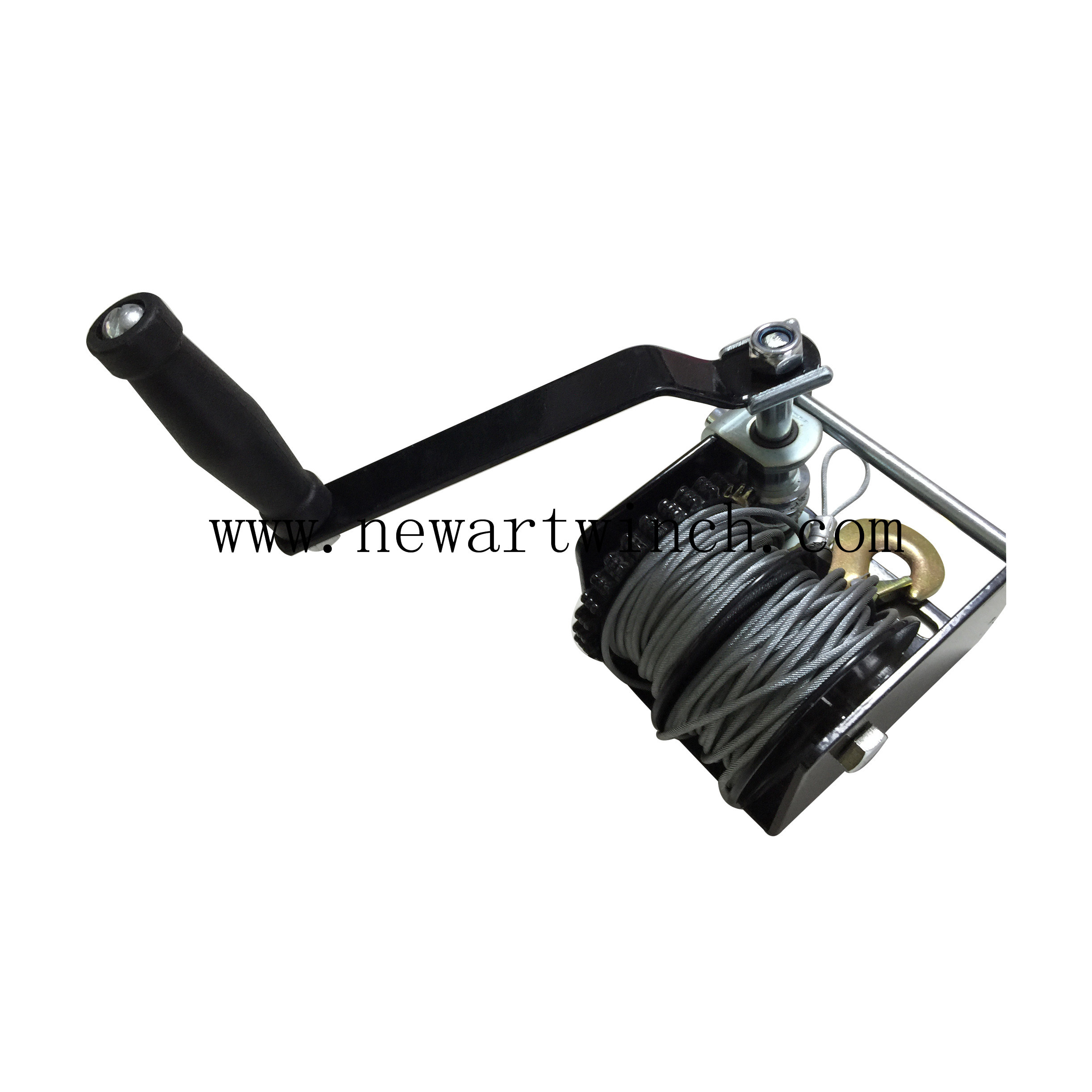 China 680kg Black Worm Gear Winch With Two Cables, Hand Winch Worm Gear For Sale on sale