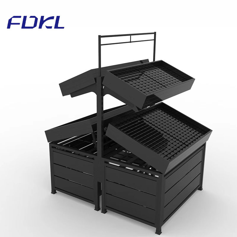 China Black Color Fruit And Vegetable Rack Corrosion Protection For Supermarket on sale