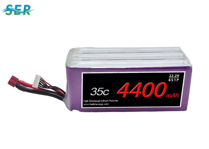 China High Discharge LiPO Battery Pack , 6S1P RC Helicopter Battery 22.2V 4400mAh 35C on sale