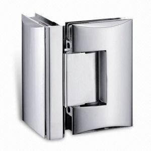 Arc-shaped Glass-to-glass Brass Shower Hinge, Suitable for 8 to 10mm Tempered Doors 