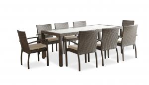 China Hormel big set wicker outdoor furniture dining table with 8 chairs set for garden/dining room on sale