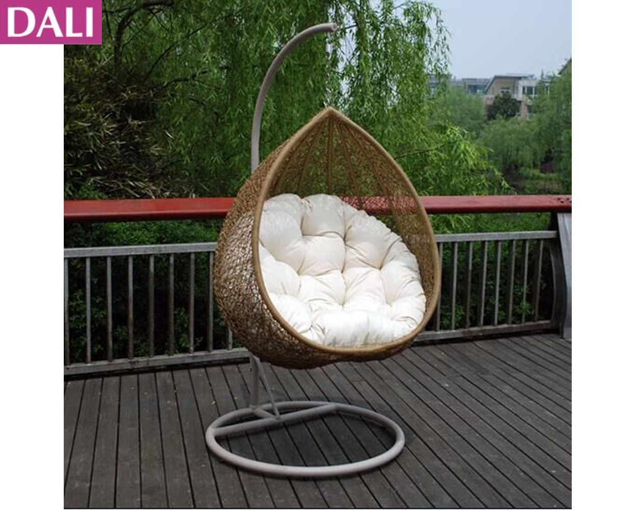 Outdoor Garden Hanging Swing Chair with cushion three color white/black/brown