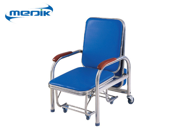 China Folding Hospital Furniture Chairs Stainless Steel Attendant Bed Cum Chair With Castor on sale