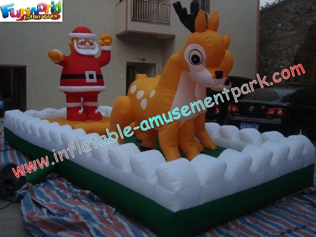 China Commercial Inflatable Christmas Decorations Santa With Deer For Shop on sale