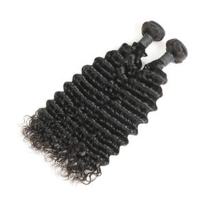 China Deep Wave Hair Extension Brazilian Hair Weave Bundles With 1B Natural Color on sale