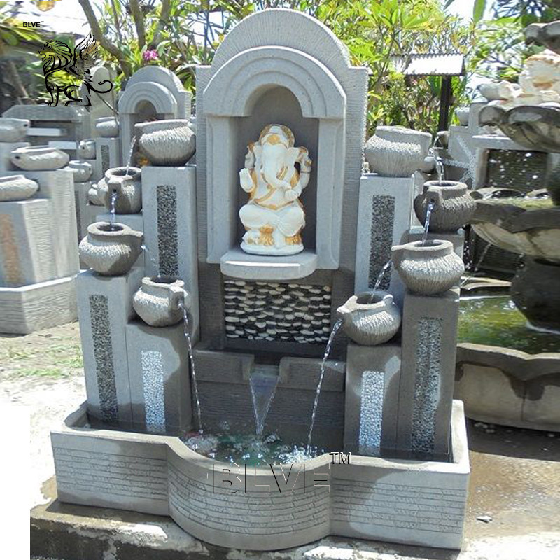 China BLVE Stone Ganesh Water Fountain Hindu God Ganesha Statue Garden Wall Fountains House Decorative on sale