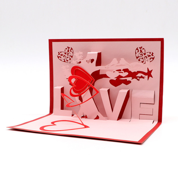 China Custom Love Confession Card  Creative Gift Greeting 3D Birthday Card on sale