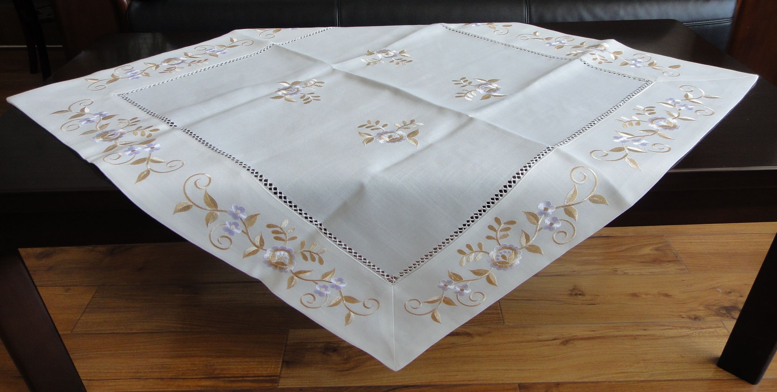 Best Cream / Beige Linen Hemstitch Tablecloth Handmade 40x90 40x150cm Sizes wholesale