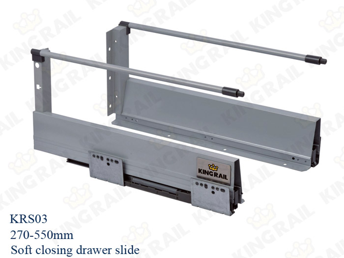 China New silence soft closing kitchen drawer slides Runner KRS03 on sale