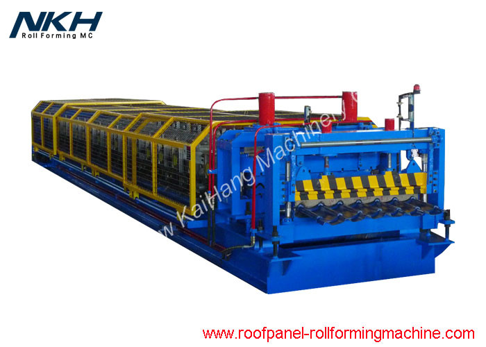 China 34mm Height Roof Tile Roll Forming Machine Blue Metal Sheet Making Machine on sale