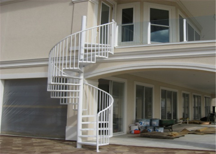 China White Stainless Steel Spiral Staircase , Strong Spiral Stairs For Small Spaces on sale