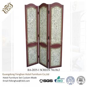 China Wood Carving Air Brush Decorative Folding Screens Hotel Tri Fold Privacy Screen on sale