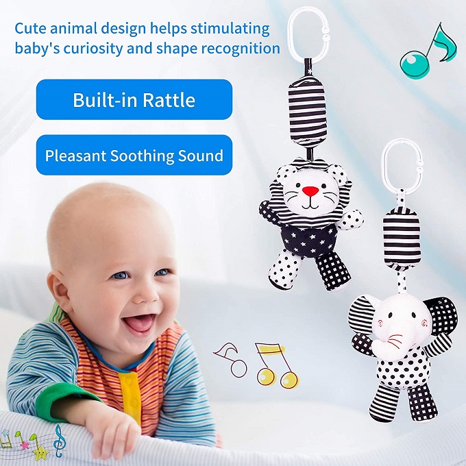 19CM Baby Hanging Rattle Toys , OEM Stroller Toys For Baby