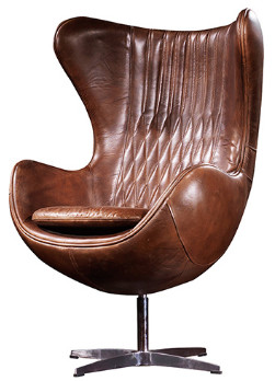 Tilted Spitfire Aluminium Aviation Swivel Egg Chair Aviator Leather Chair With Cross Base