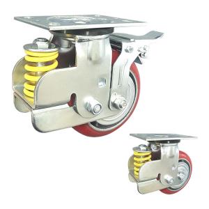 China 300kg Loading 6 Inch Polyurethane Wheels , ISO9001 Spring Loaded Caster Wheel on sale
