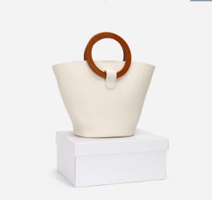 China 20cm Womens Leather Bag Portable Ring Handle Bucket Bag on sale