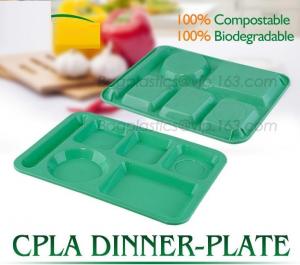 Best Disposable corn starch plates biodegradable corn starch food container, Disposable PLA Serving Divided Lunch Tray wholesale