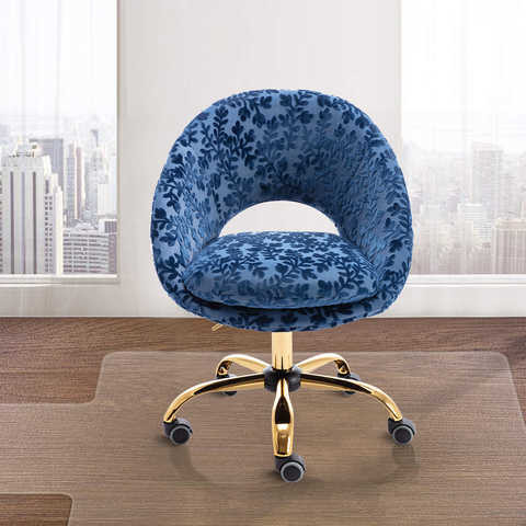 China Golden Feet Base  Tomile Blue Velvet Swivel Chair / Home Office Accent Chairs on sale