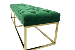 China HOT sale modern classic green velvet fabric tufted upholstery bench stainless steel frame ottoman for wedding event on sale