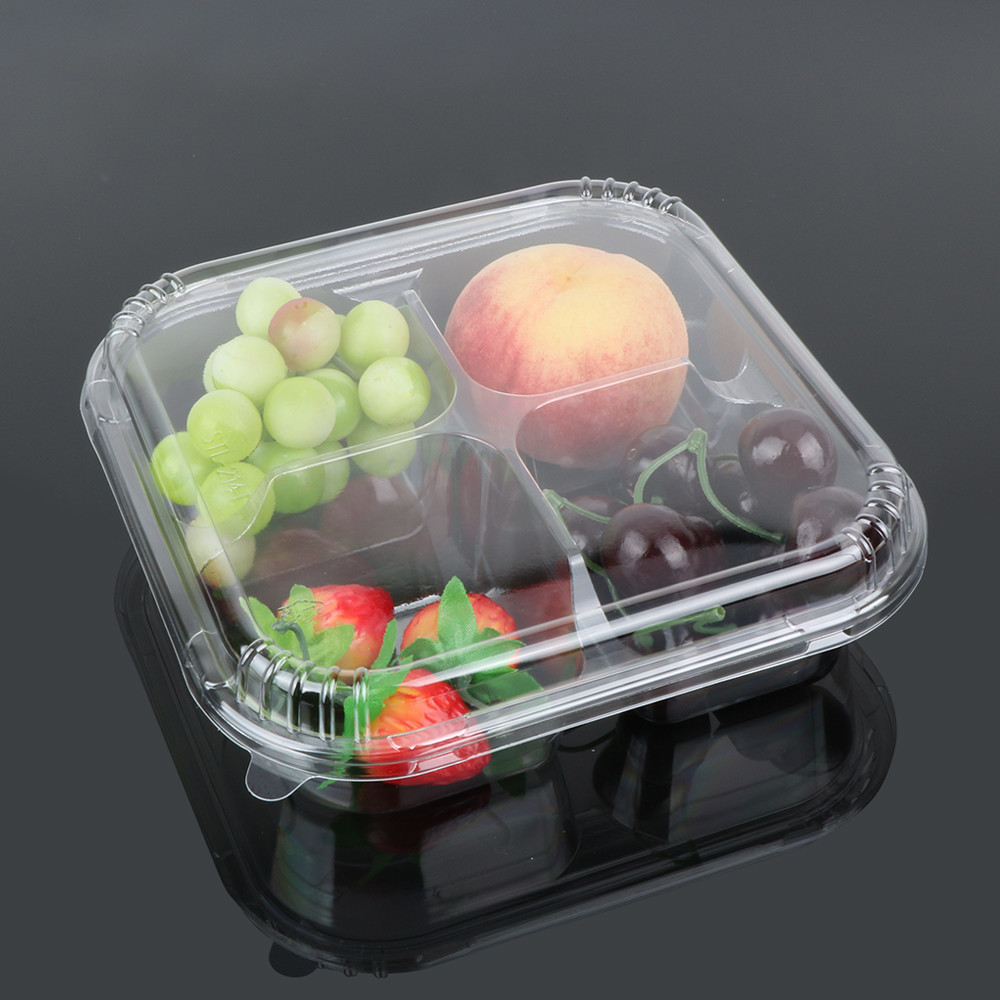 Cheap Fruit Packaging 5cm Disposable Plastic Food Box With Divider for sale